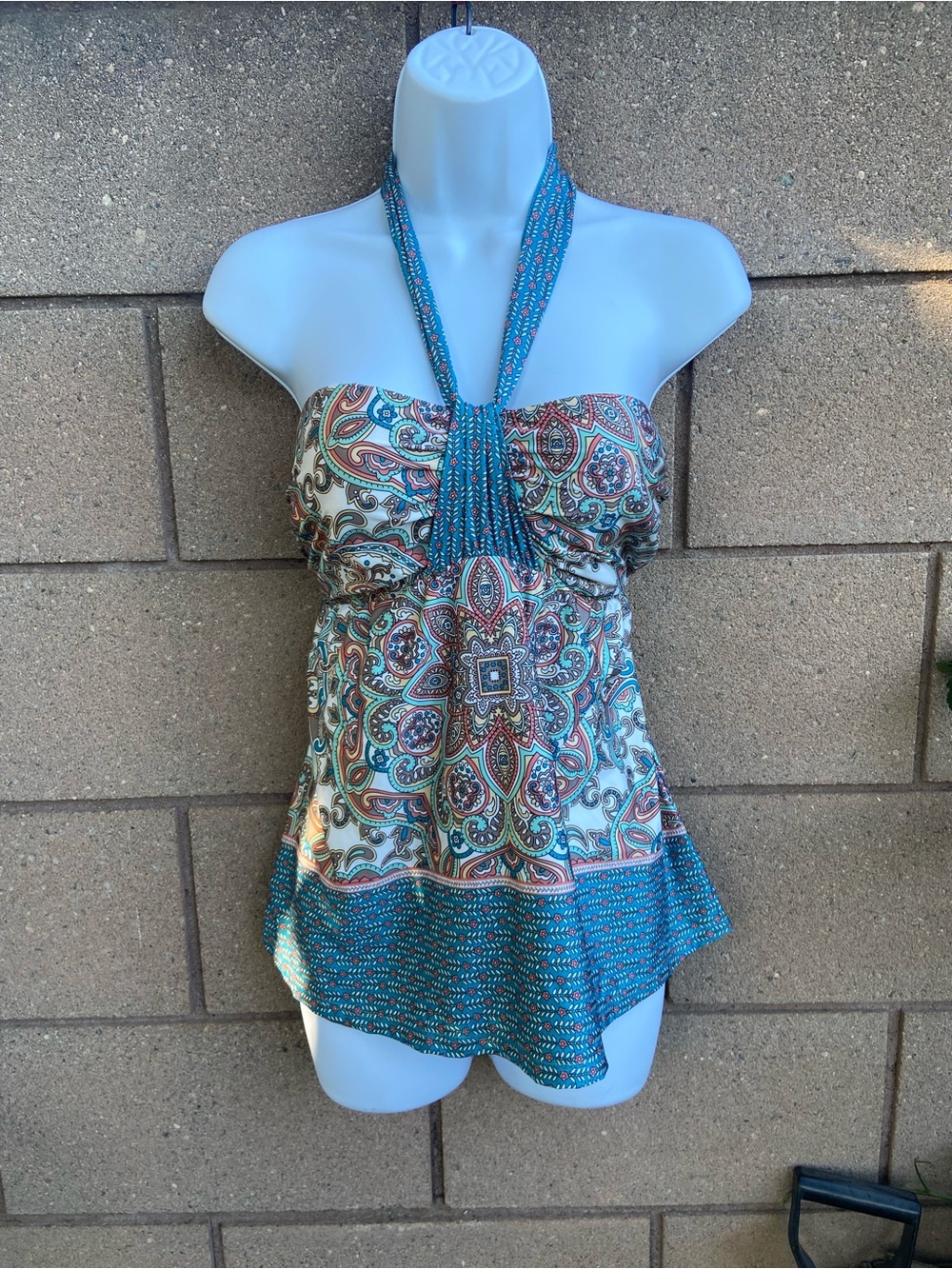 Antonio Melani Paisley Fairy Halter Tankini Summer Top